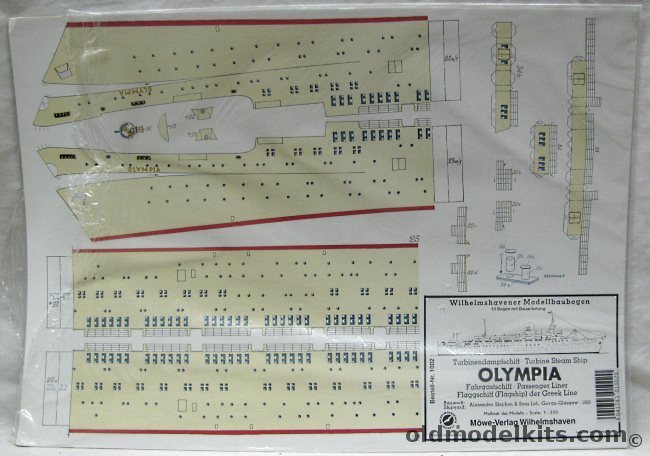 Wilhelmshaven 1/250 TSS Olympia Greek Line Turbine Ocean Liner, 1002 plastic model kit